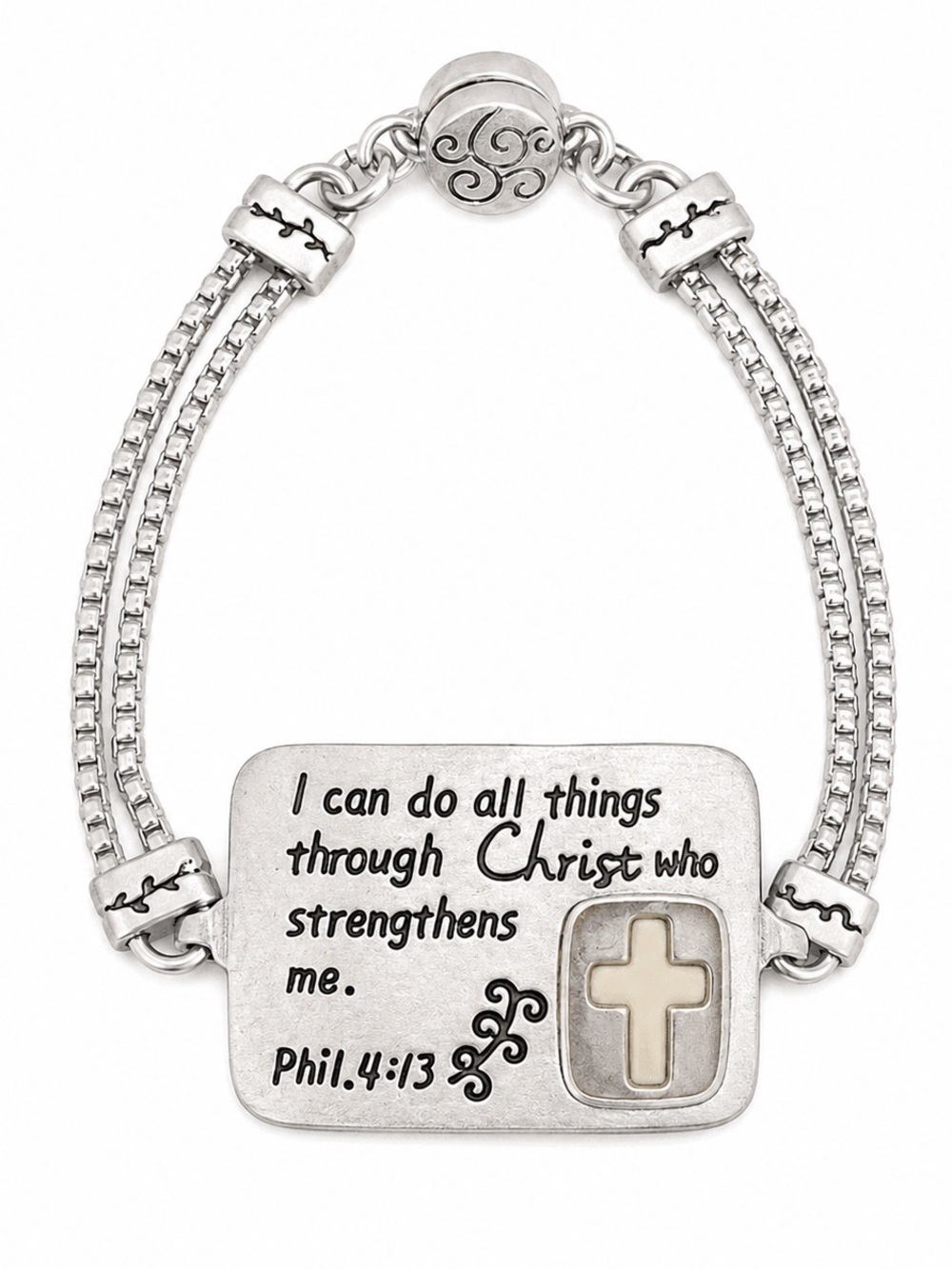 Silver Inspirational Scripture Bracelet - Phil. 4:13